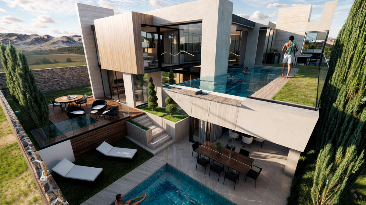 17x25 House Plans with Infinity Pool
