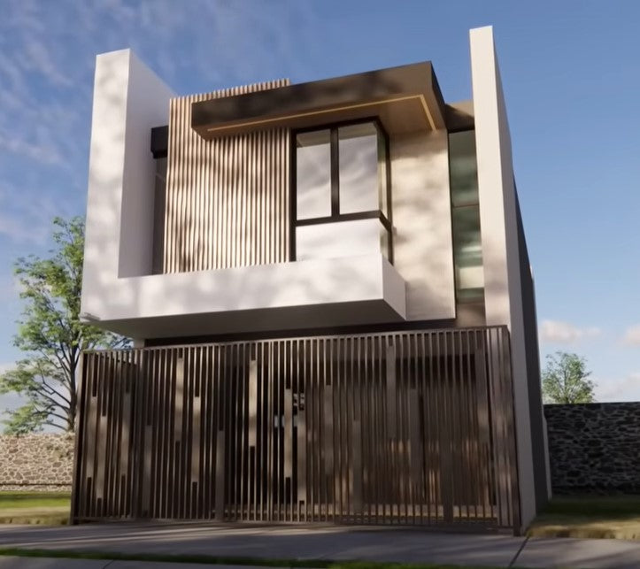 Two-story house plans with a 6x18m basement