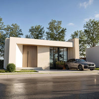 Single-story house plans with a 11x20m pool